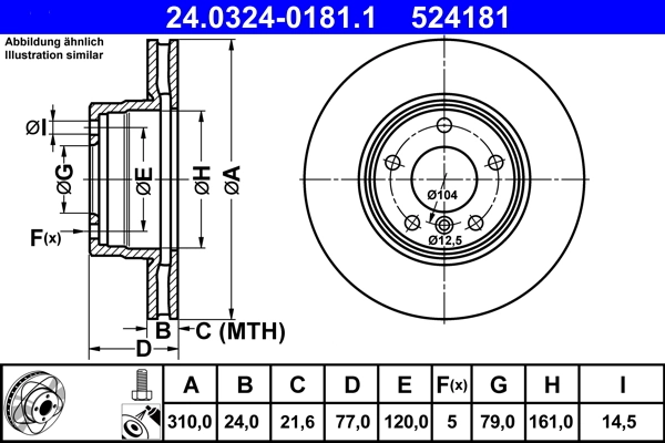 Disque de frein ATE 24.0324-0181.1