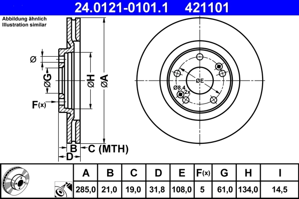 Disque de frein ATE 24.0121-0101.1