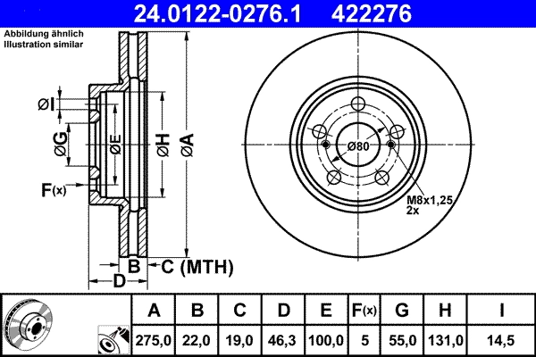 Disque de frein ATE 24.0122-0276.1
