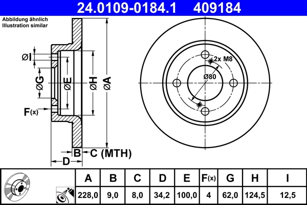 Disque de frein ATE 24.0109-0184.1