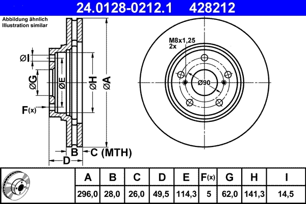 Disque de frein ATE 24.0128-0212.1