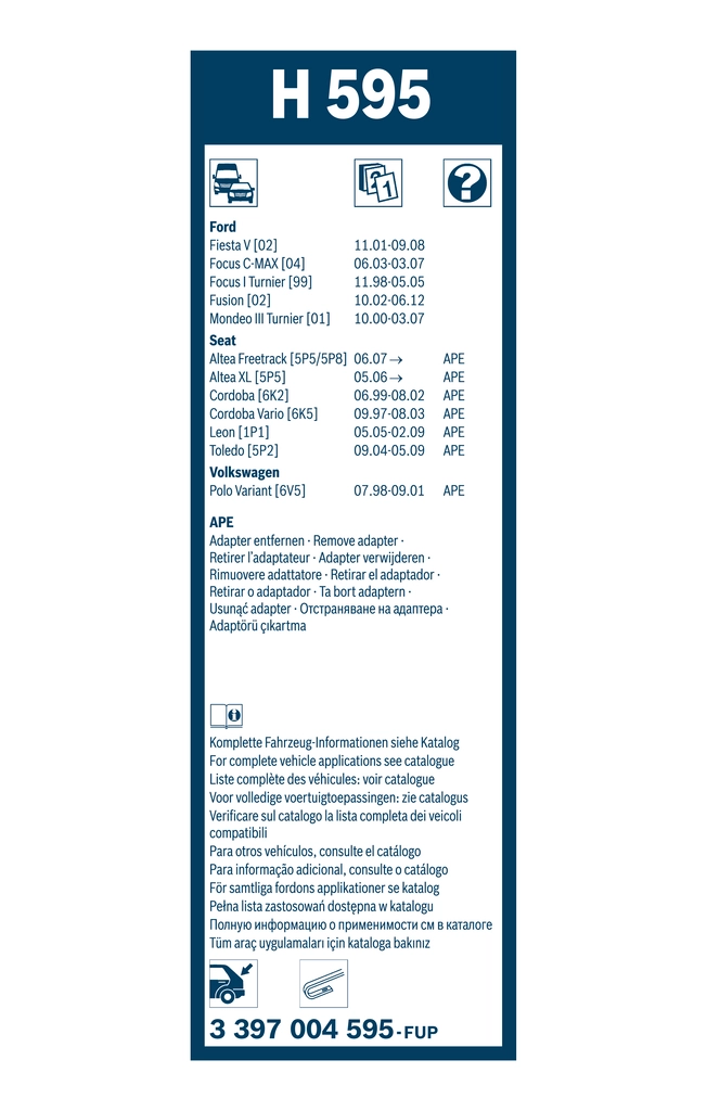 Balai d'essuie-glace BOSCH 3 397 004 595