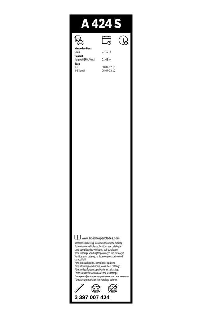 Balai d'essuie-glace BOSCH 3 397 007 424