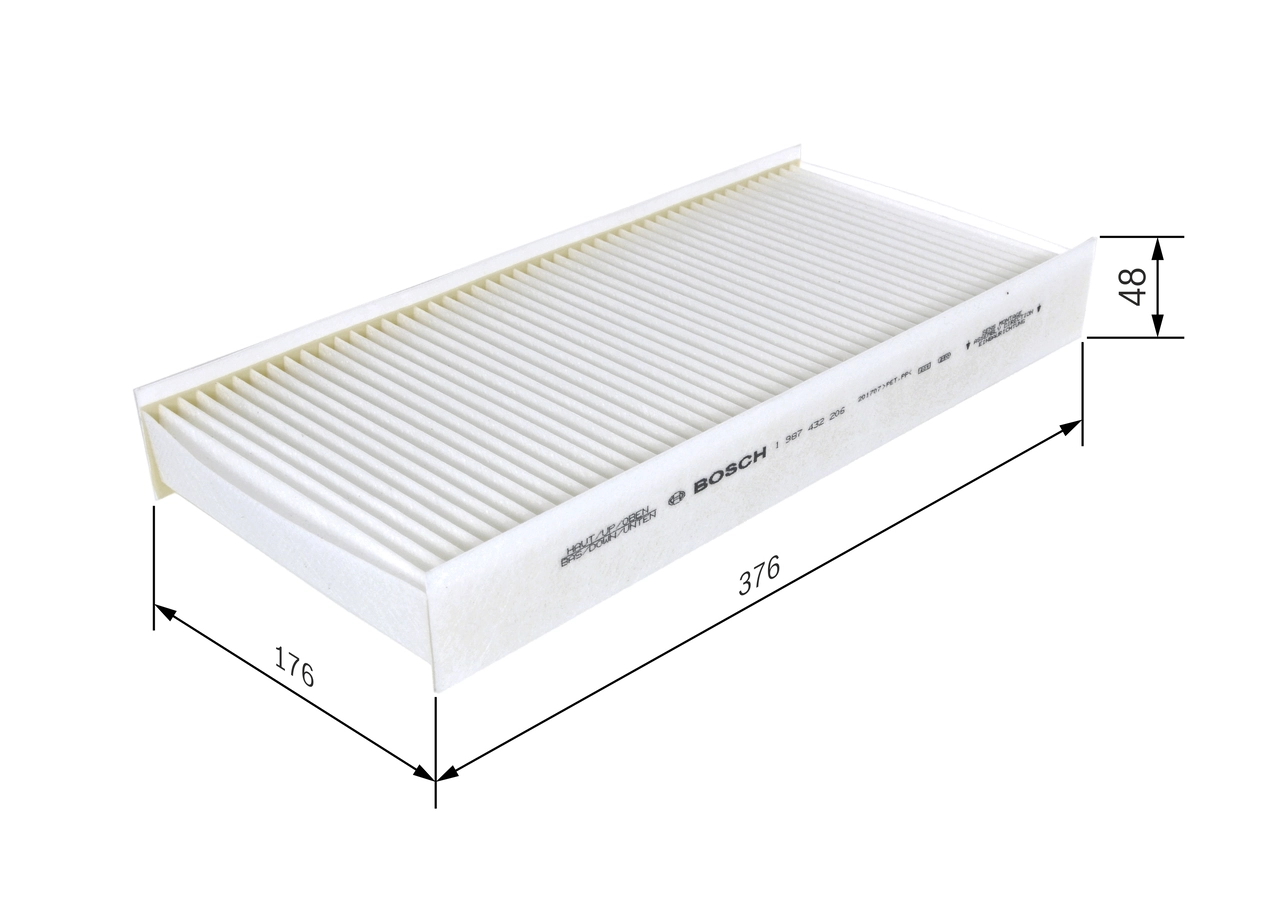 Filtre, air de l'habitacle BOSCH 1 987 432 206
