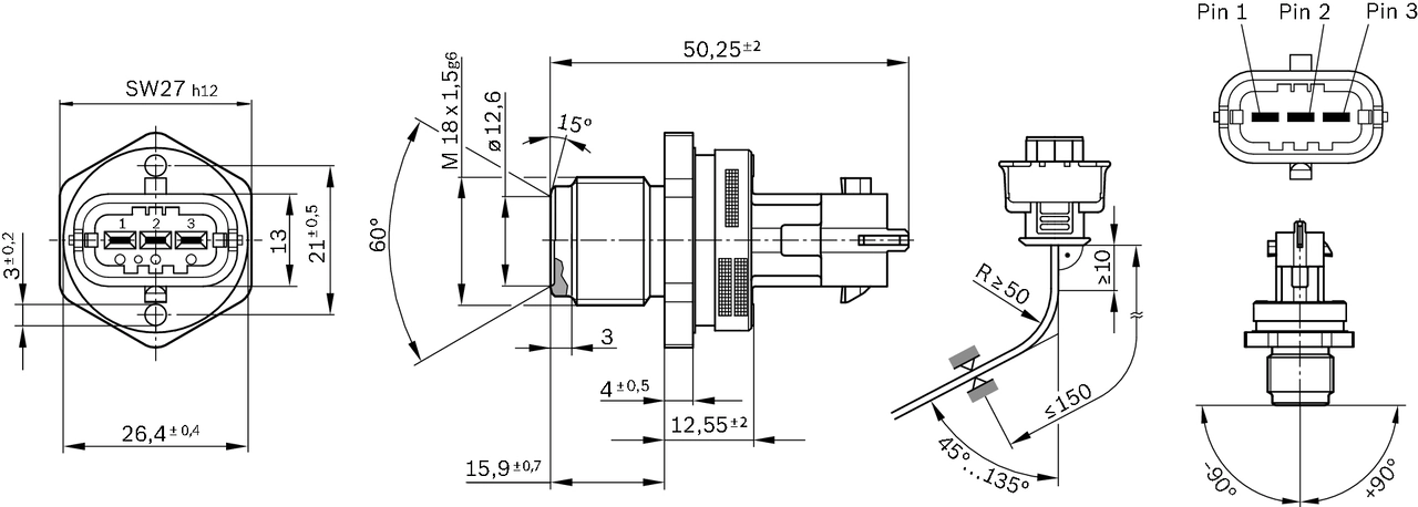 BOSCH 0281002907 — Датчик тиску палива