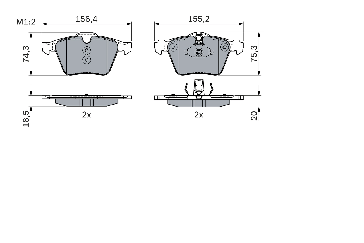 Kit de plaquettes de frein, frein à disque BOSCH 0 986 424 125