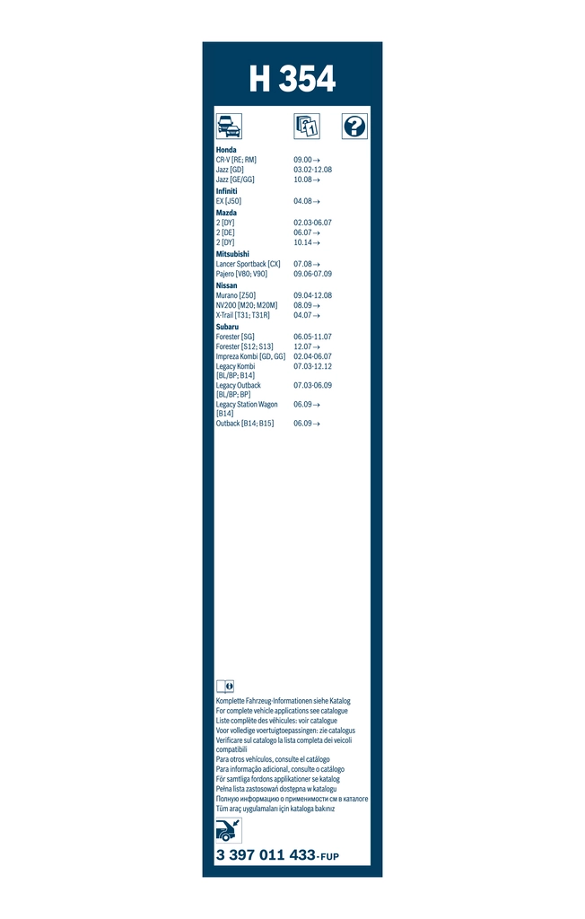 Balai d'essuie-glace BOSCH 3 397 011 433