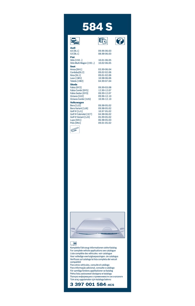 Balai d'essuie-glace BOSCH 3 397 001 584