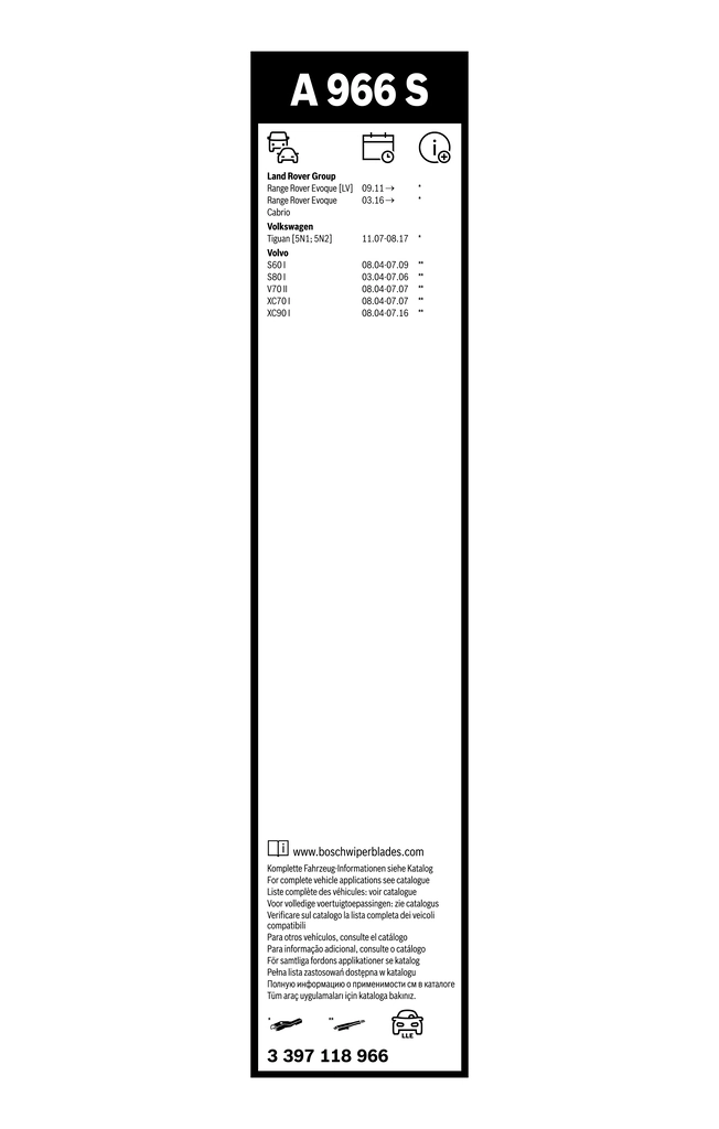Balai d'essuie-glace BOSCH 3 397 118 966