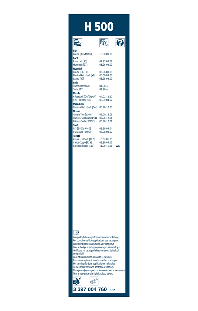 Balai d'essuie-glace BOSCH 3 397 004 760