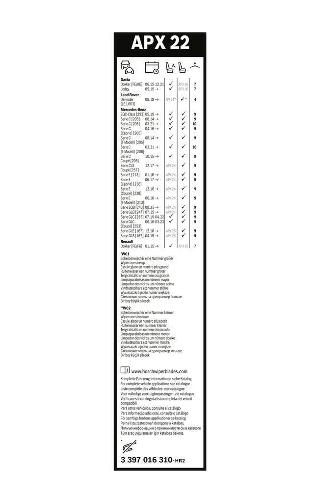 Balai d'essuie-glace BOSCH 3 397 016 310