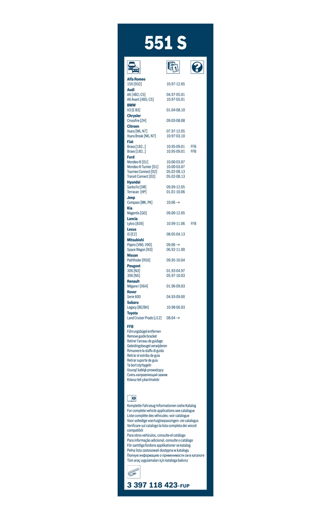 Balai d'essuie-glace BOSCH 3 397 118 423