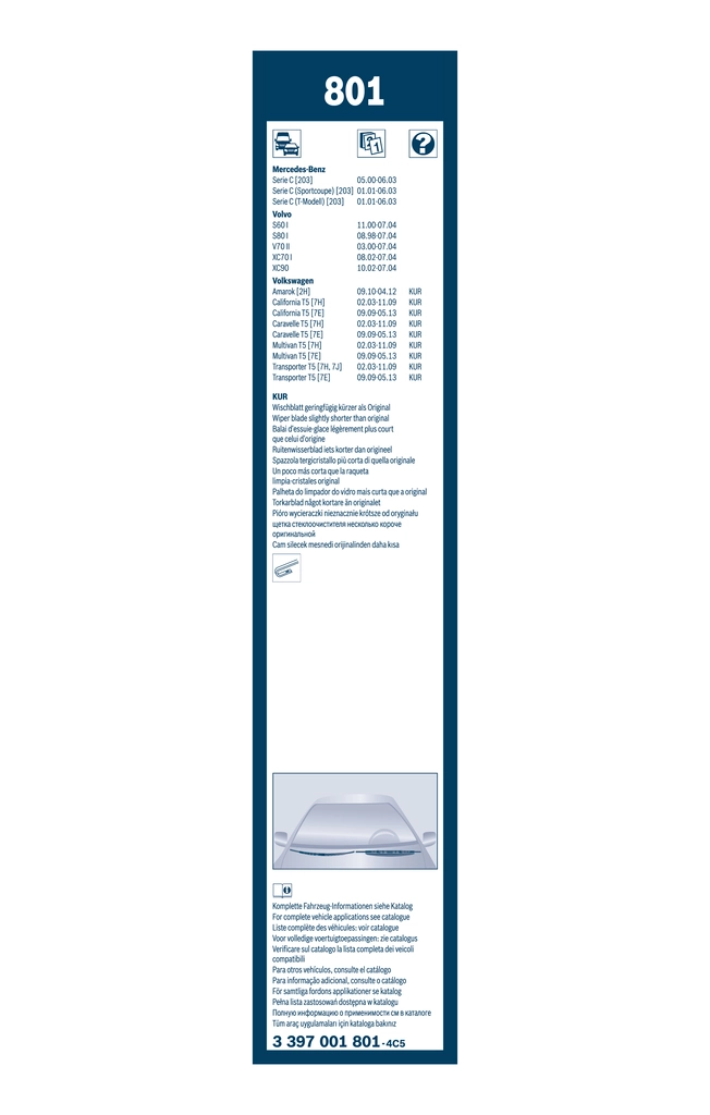 Balai d'essuie-glace BOSCH 3 397 001 801