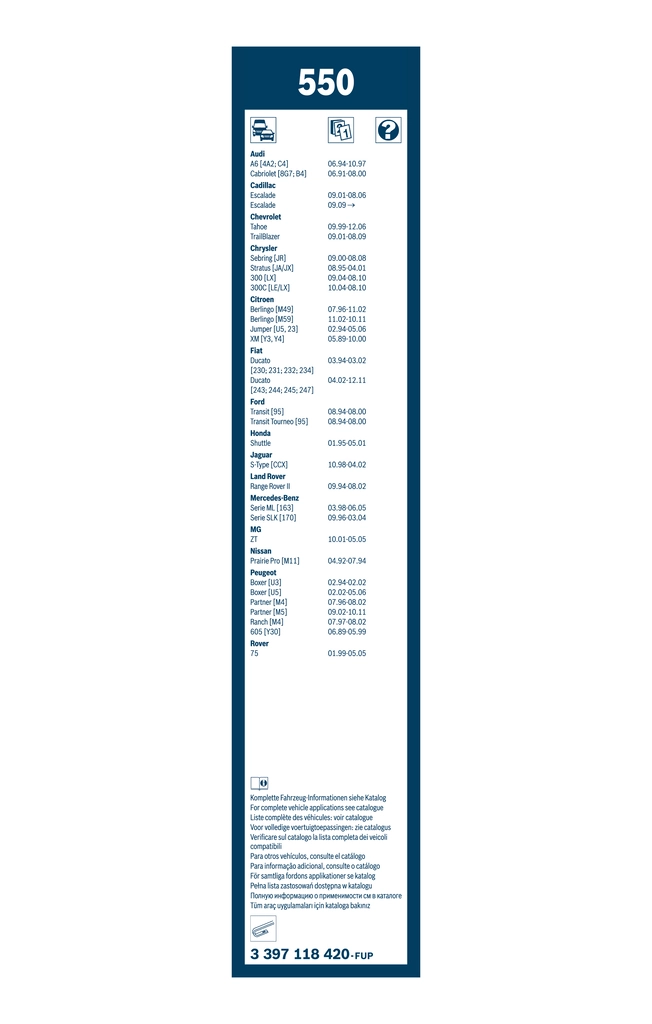 Balai d'essuie-glace BOSCH 3 397 118 420