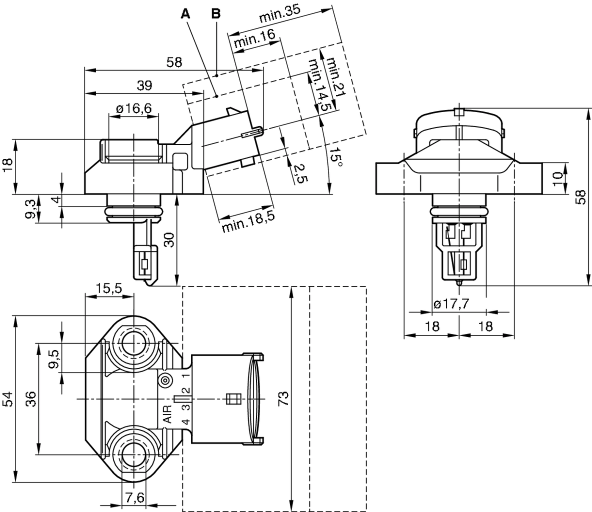 Capteur, pression de suralimentation BOSCH 0 281 002 244