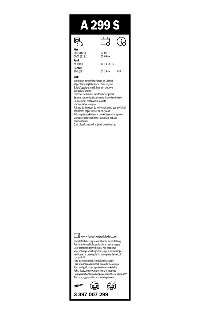 Balai d'essuie-glace BOSCH 3 397 007 299