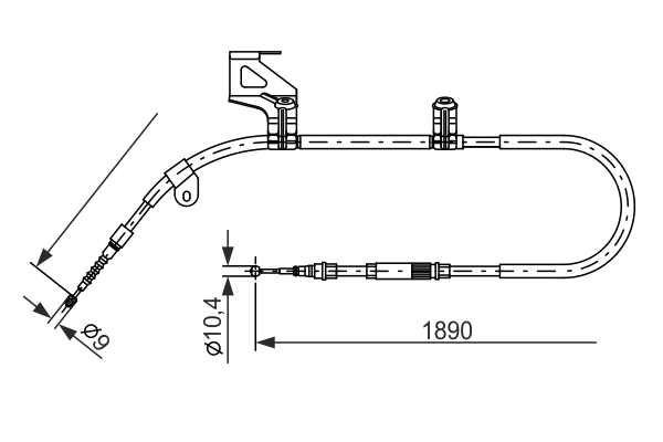 BOSCH 1 987 477 803 — Трос ручного гальма Volkswagen PASSAT (B5, 3B2) задній лівий (вир-во Bosch)