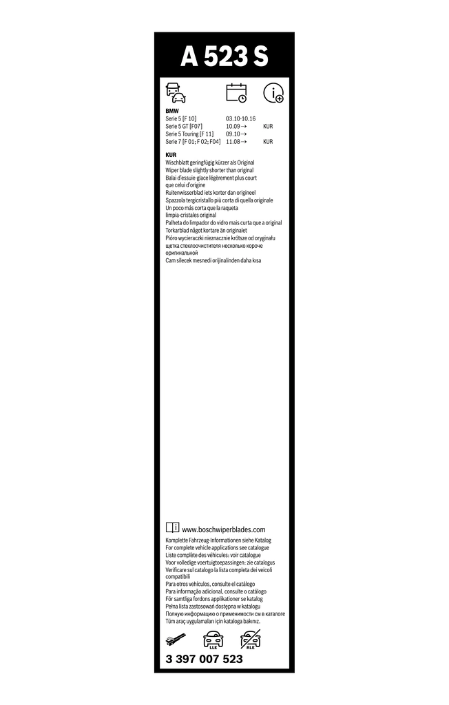Balai d'essuie-glace BOSCH 3 397 007 523