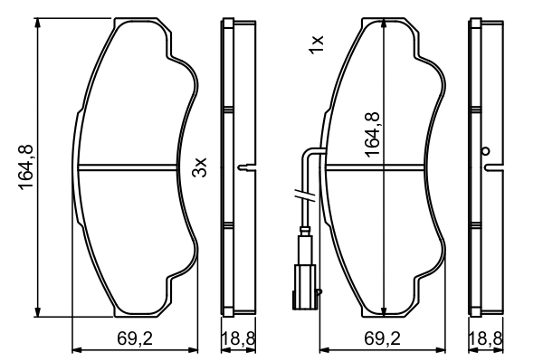 Kit de plaquettes de frein, frein à disque Bosch