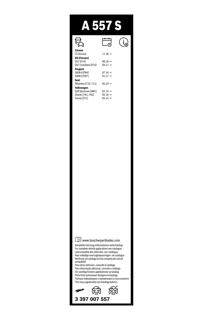 Balai d'essuie-glace BOSCH 3 397 007 557