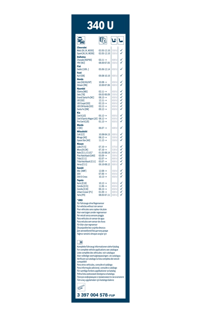 Balai d'essuie-glace BOSCH 3 397 004 578