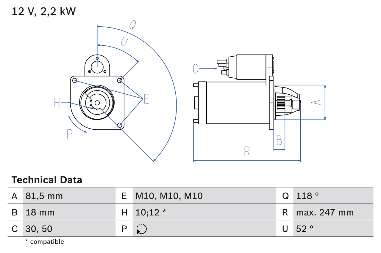 Démarreur BOSCH 0 986 023 180