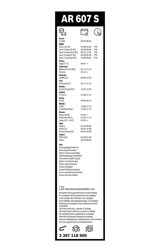 Balai d'essuie-glace BOSCH 3 397 118 909