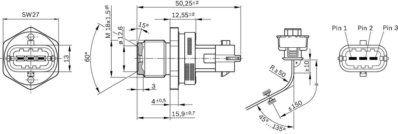 Capteur, pression de carburant BOSCH 0 281 002 930