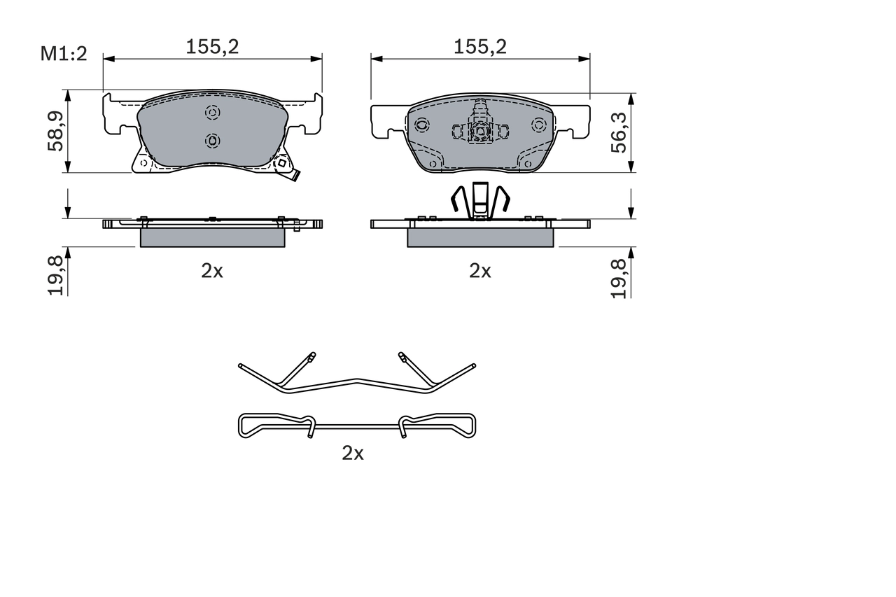 Kit de plaquettes de frein, frein à disque BOSCH 0 986 424 332