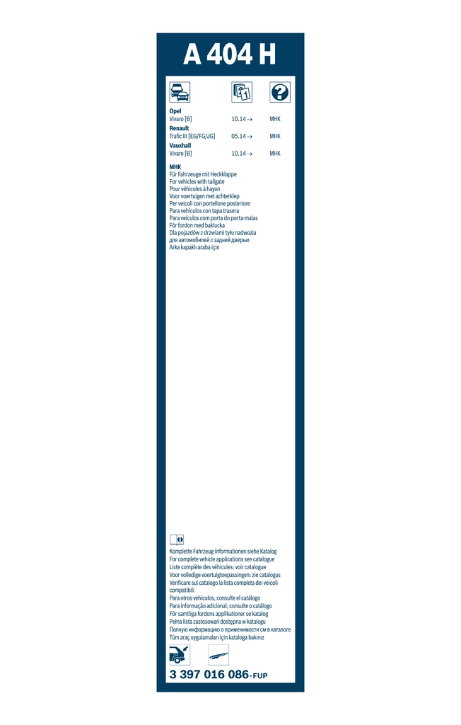 Balai d'essuie-glace BOSCH 3 397 016 086