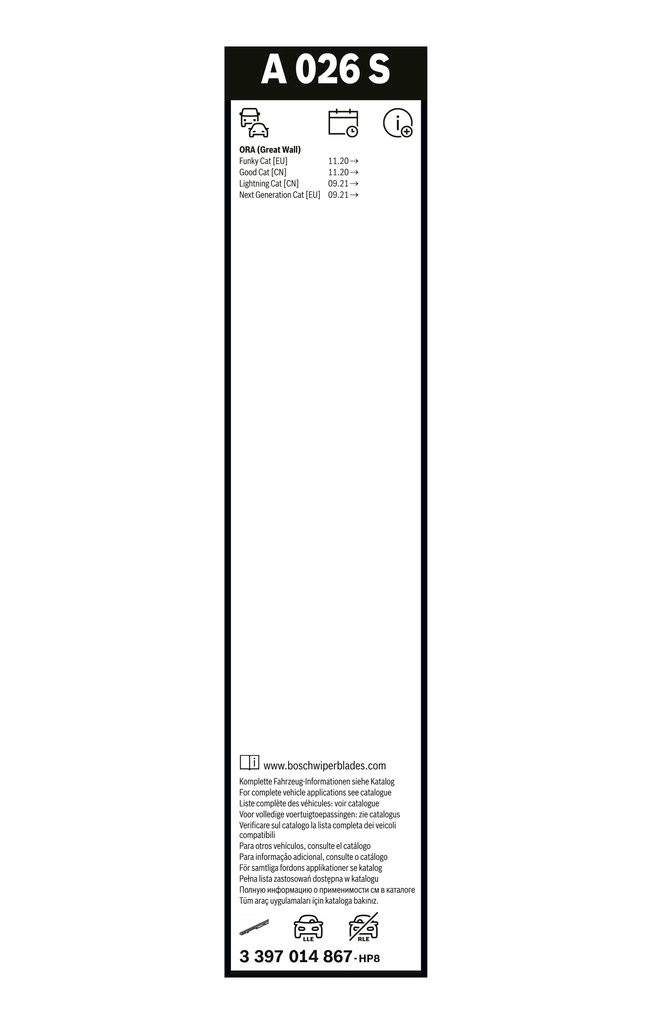 Balai d'essuie-glace BOSCH 3 397 014 867