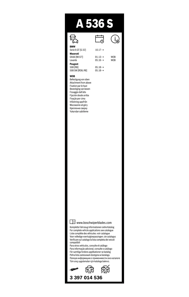 Balai d'essuie-glace BOSCH 3 397 014 536