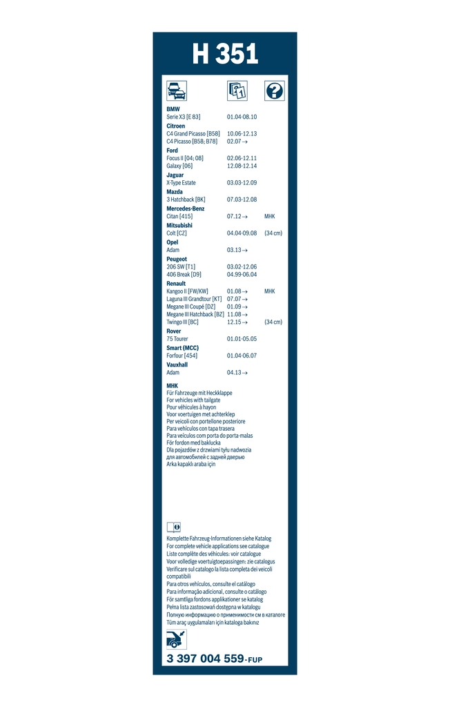 Balai d'essuie-glace BOSCH 3 397 004 559