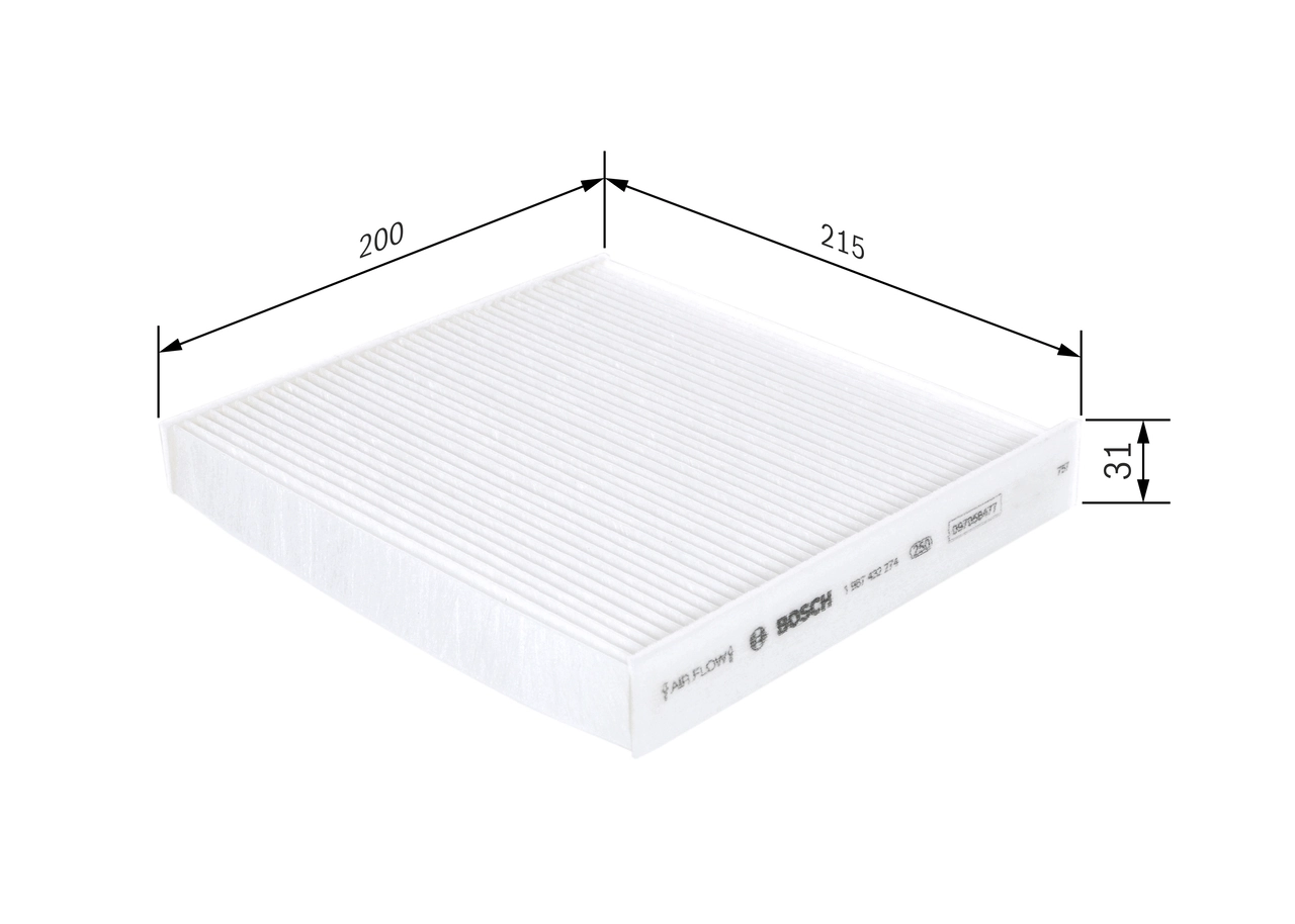 Filtre, air de l'habitacle BOSCH 1 987 432 274