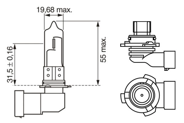 BOSCH 1 987 301 063 — Лампа розжарювання HB4 12V 51W P22d (вир-во Bosch)