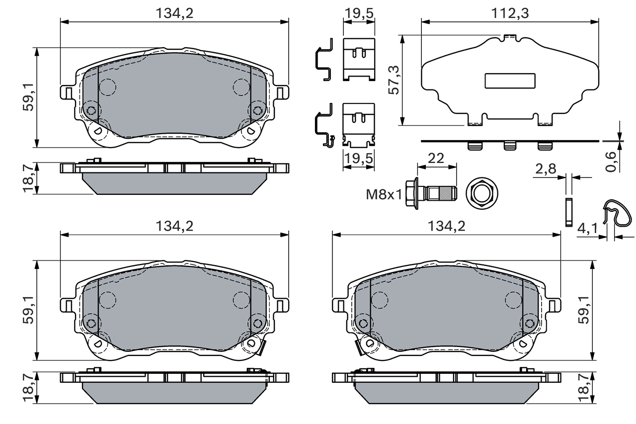 Колодки гальмівні дискові BOSCH 0986460149 для Toyota Corolla, Yaris Cross, Suzuki Swace та інших