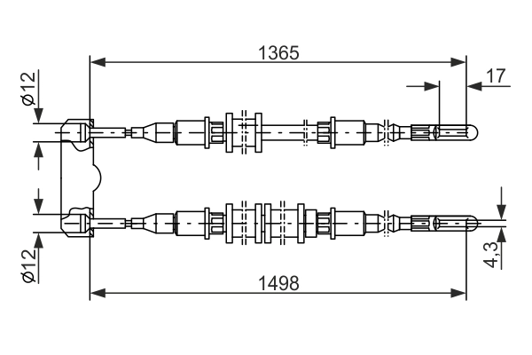 BOSCH 1 987 477 130 — Трос ручного гальма
