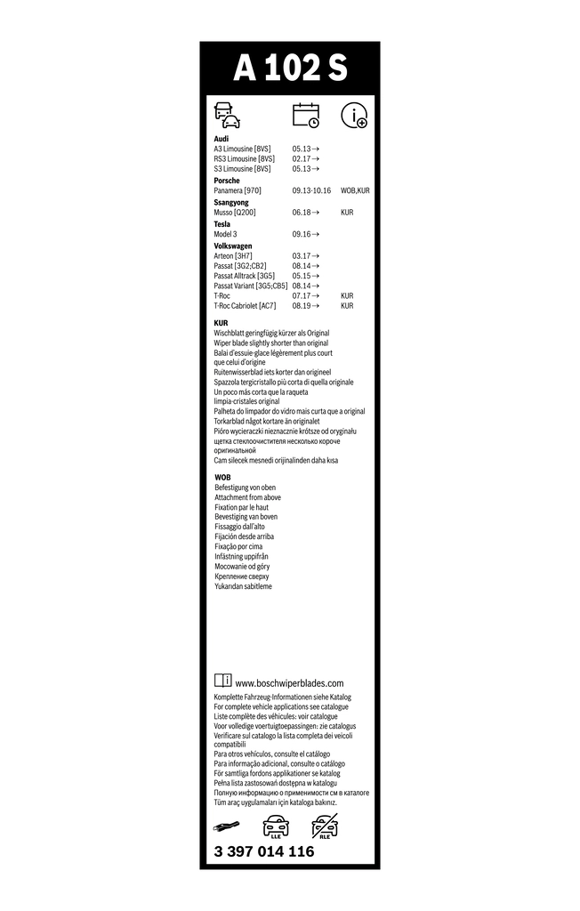 Balai d'essuie-glace BOSCH 3 397 014 116