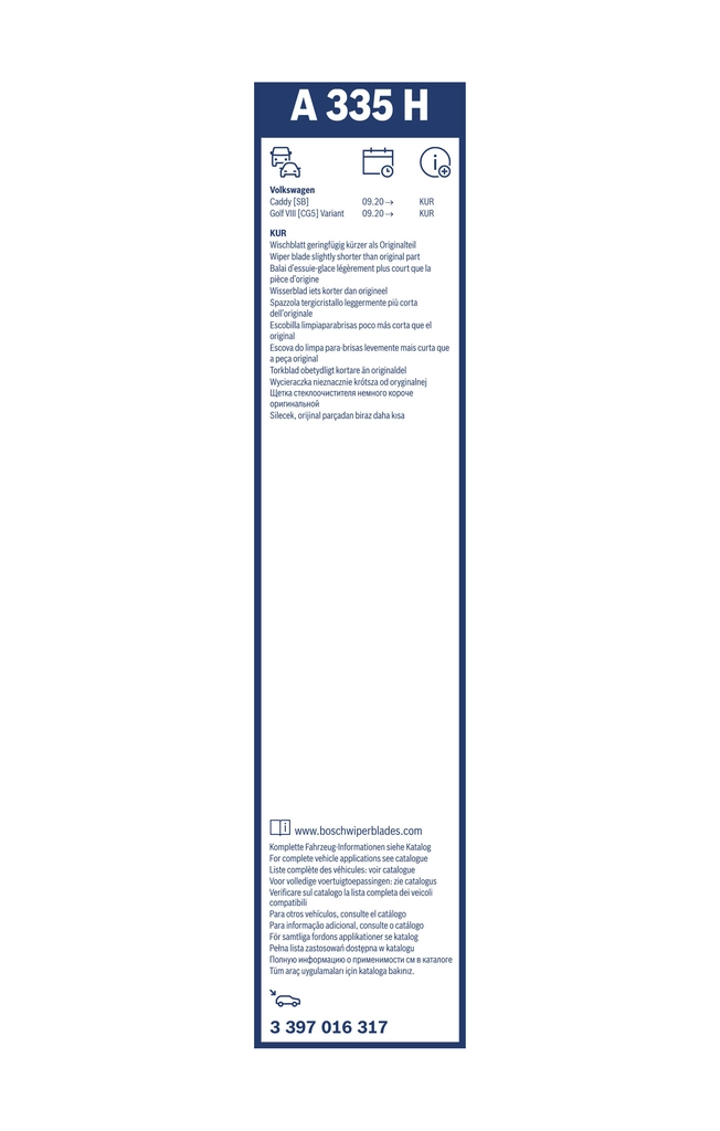 Balai d'essuie-glace BOSCH 3 397 016 317