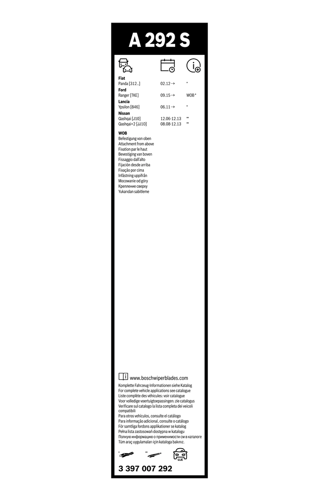 Balai d'essuie-glace BOSCH 3 397 007 292