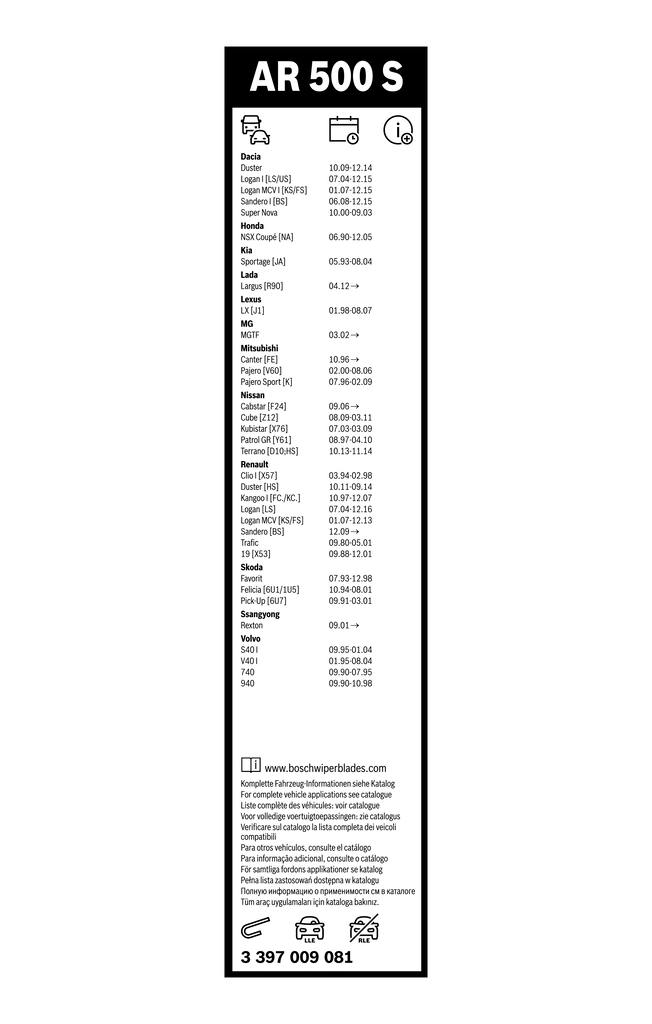 Balai d'essuie-glace BOSCH 3 397 009 081