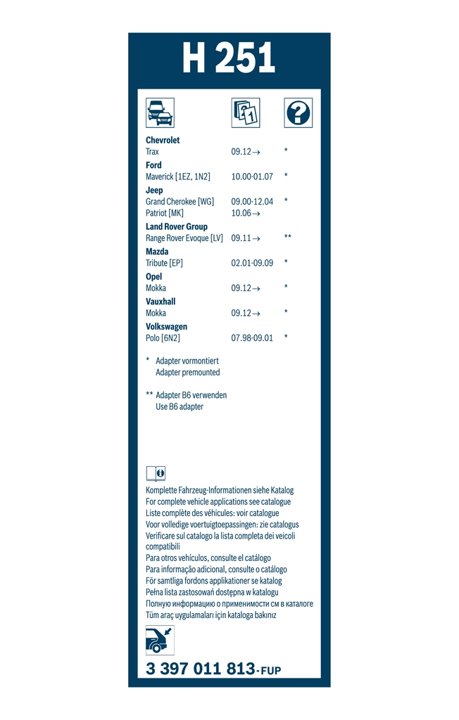 Balai d'essuie-glace BOSCH 3 397 011 813