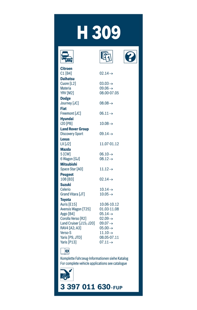 Balai d'essuie-glace BOSCH 3 397 011 630