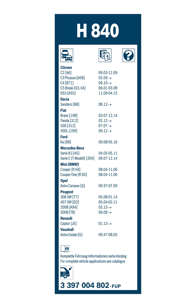 Balai d'essuie-glace BOSCH 3 397 004 802