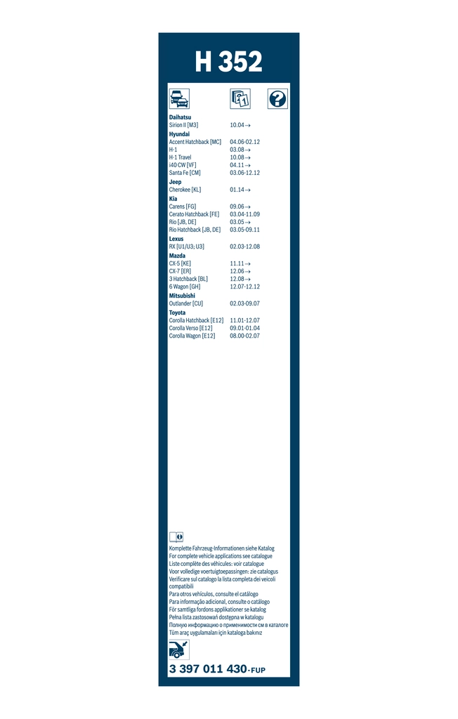 Balai d'essuie-glace BOSCH 3 397 011 430