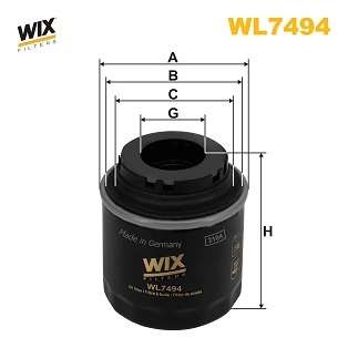 WIX FILTERS WL7494 — Фільтр оливний двигуна AUDI, SEAT, SKODA, VW (вир-во WIX-FILTERS)