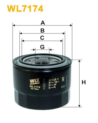 WIX FILTERS WL7174 — Фільтр оливний двигуна TOYOTA COROLLA WL7174/OP619 (вир-во WIX-FILTERS)
