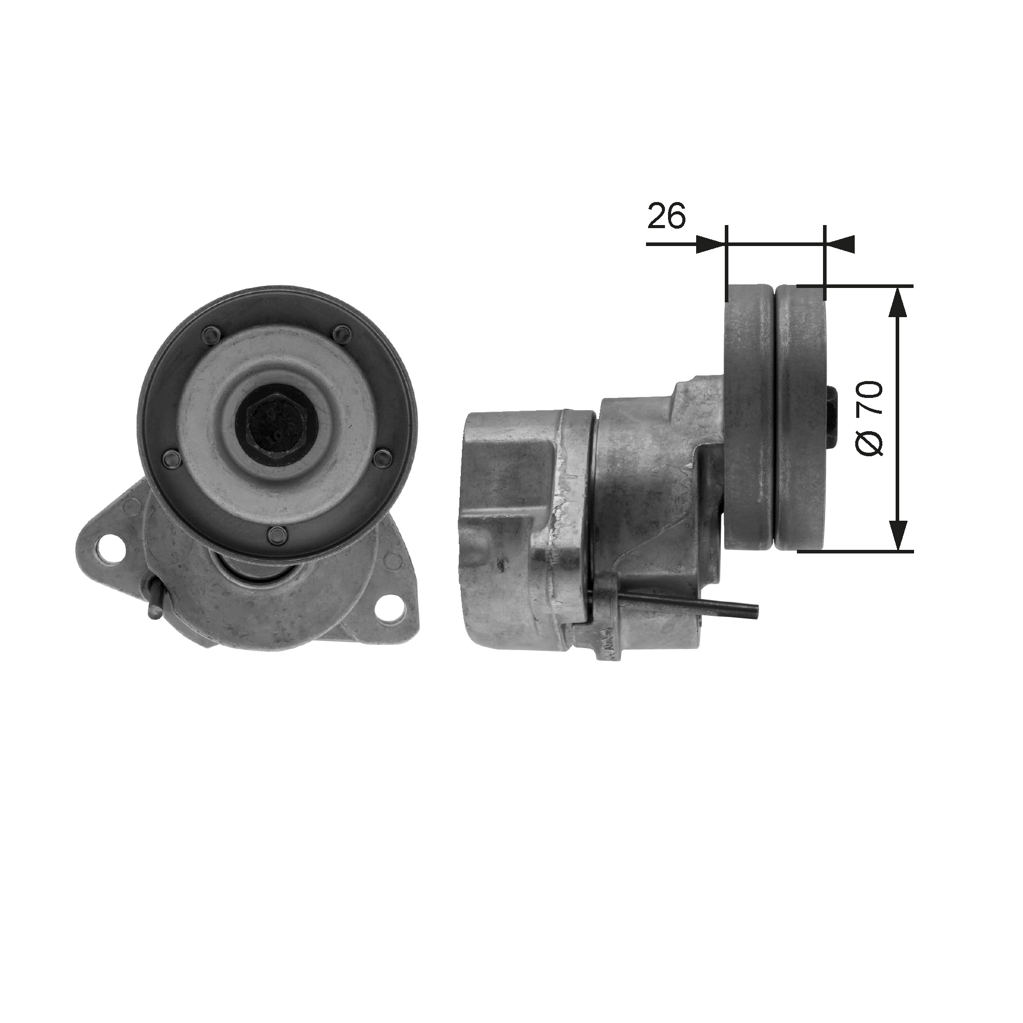 GATES T38154 — Ролики натягувачі приводу допоміжних агрегатів (Вир-во Gates)
