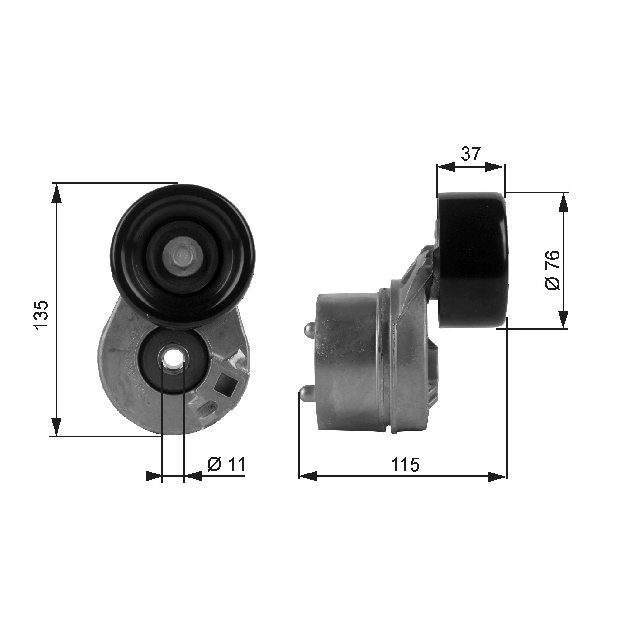 GATES T38431 — Ролики натягувачі приводу допоміжних агрегатів (Вир-во Gates)