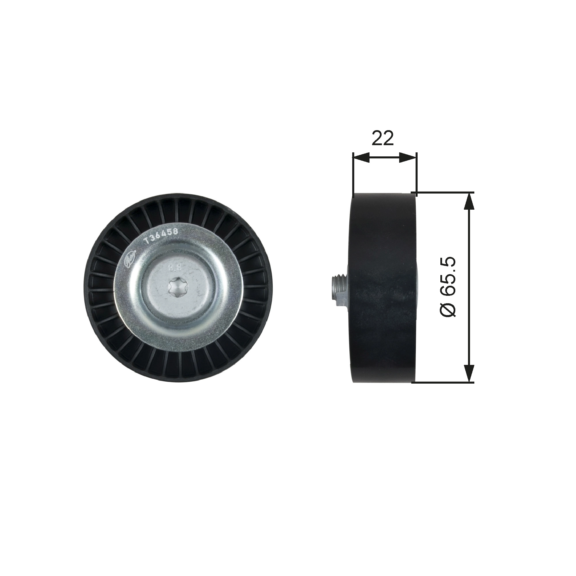 GATES T36458 — Ролики натягувачі приводу допоміжних агрегатів (Вир-во Gates)